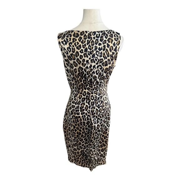 CACHE Leopard Sheath Animal Print Stretch Satin Size 10 8 6 Party Event Vacation - Picture 2 of 7